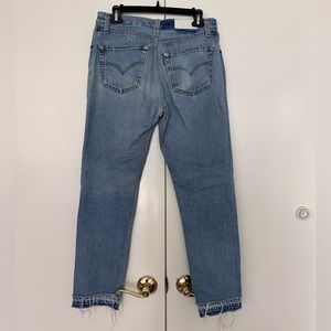 RE/DONE Levi’s High Rise Ankle Crop Straight Jeans - Light Blue Wash - Size 28